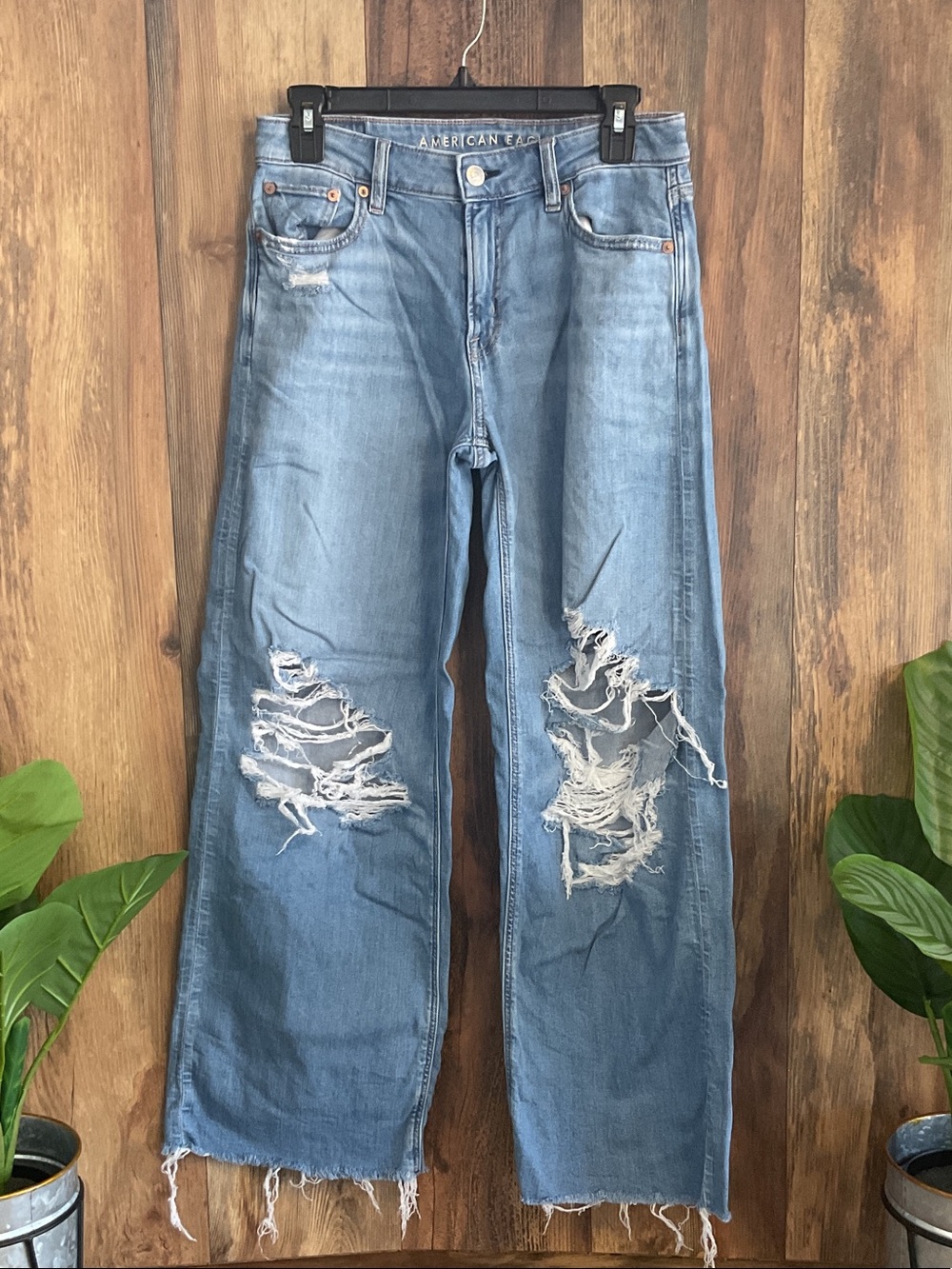 American Eagle Low Rise Baggy Wide Leg Stretch Jeans 0 Regular     C304
